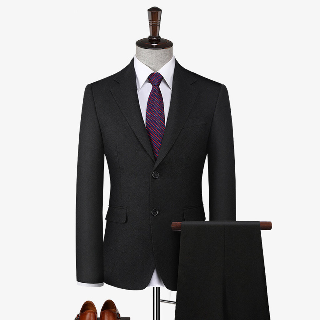 2 Button Wool Suit // Black Melange