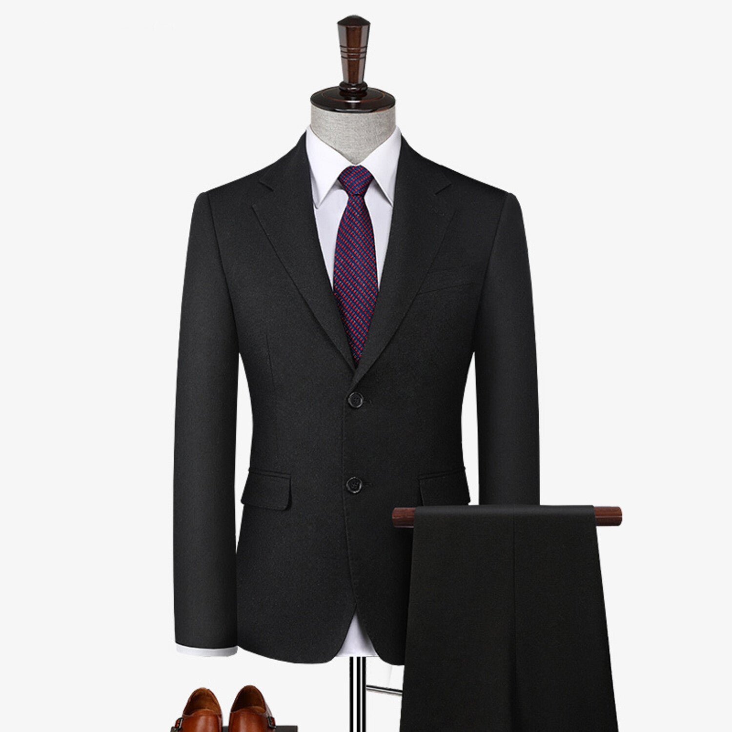 2 Button Wool Suit // Black Melange