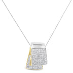 14K White and Yellow Gold 2.0 Cttw Princess Cut Diamond Two Tone Foldover Box Pendant 18â€ Box Chain Necklace (H-I Color, SI1-SI2 Clarity)
