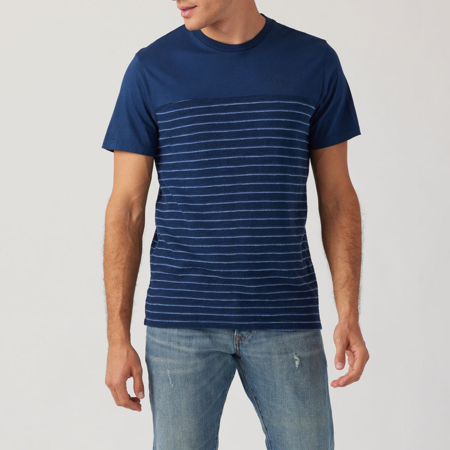 Capri Stripe Yolk Crew // Indigo