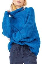 Free People Swim Too Deep Turtleneck Sweater in Mykonos Blue, Size X-Small