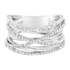 .925 Sterling Silver 1/4 Cttw Prong Set Round-Cut Diamond Bypass Ring (I-J Color, I1-I2 Clarity) - Size 7