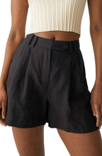 & Other Stories Relaxed Fit Linen Shorts in Black, Size 10