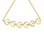 10K Yellow Gold over .925 Sterling Silver Diamond Accented Open Hearts 6â€-9â€ Adjustable Chain Bolo Bracelet