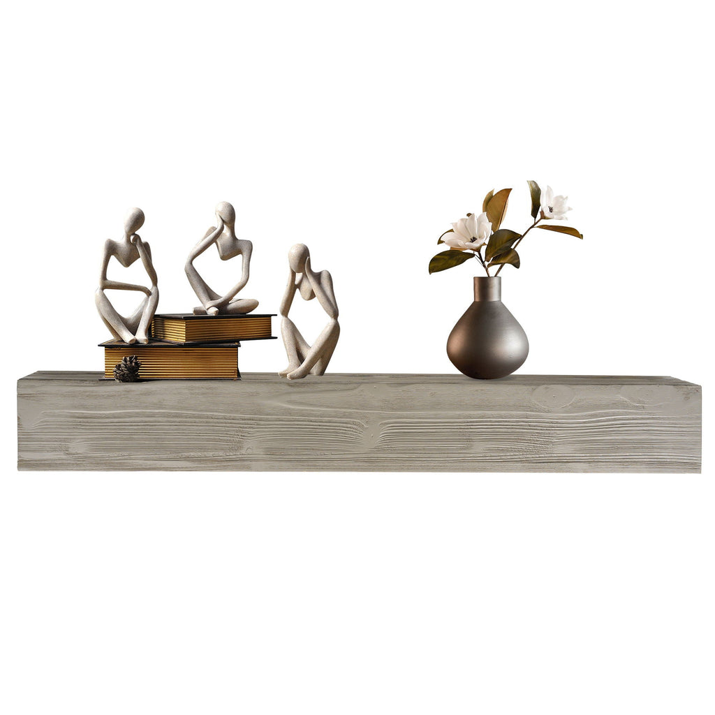 Rustic Wood Fireplace Mantel, Wall-Mounted & Floating Shelf