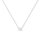 IGI Certified 14k White Gold 1/2 cttw Lab Grown Oval Shape Solitaire Diamond East West 18" Pendant Necklace (E-F Color, VS1-VS2 Clarity)