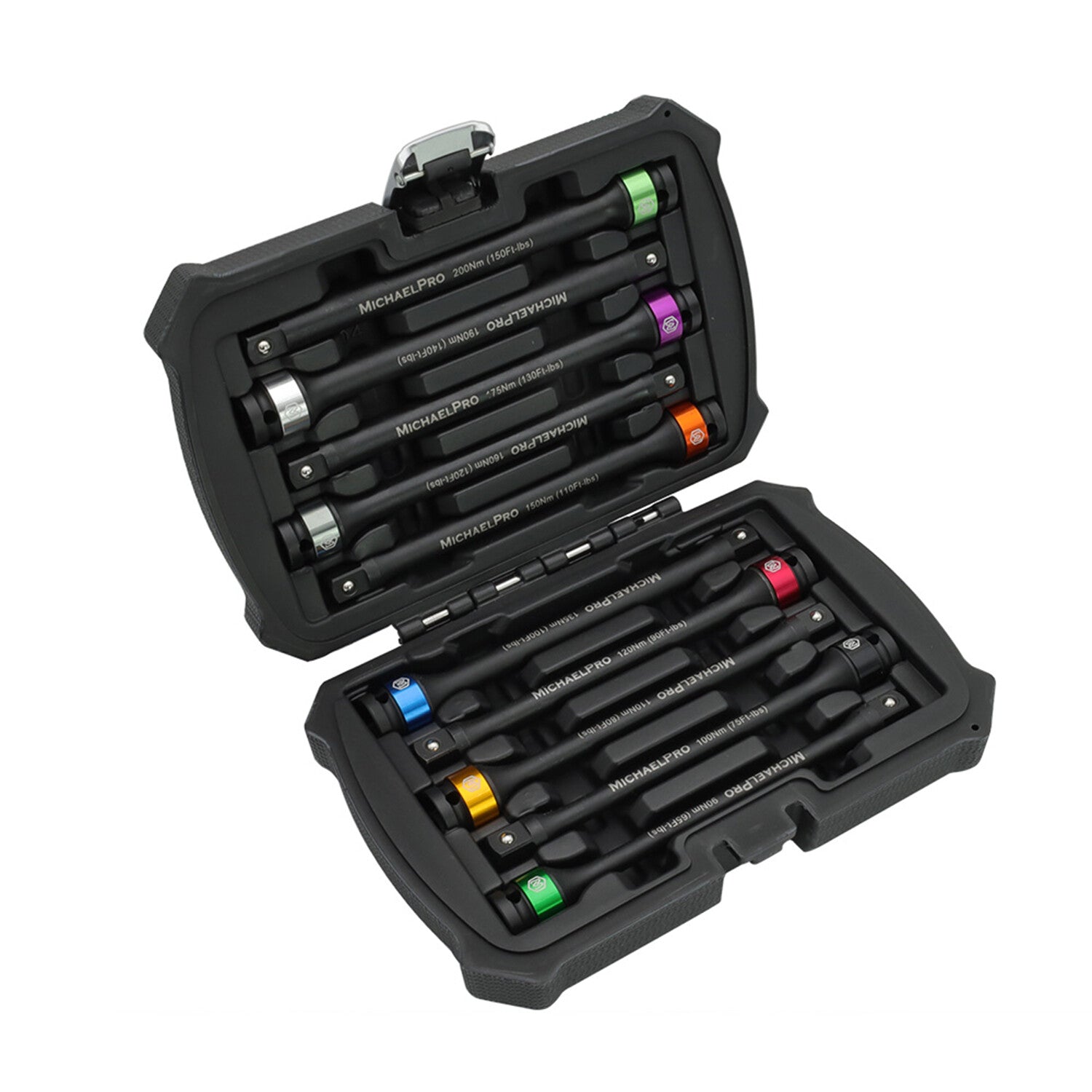 10-Piece 1/2-Inch Drive Torque Limiting Extension Bar 65 to 150 Ft-Lbs (90 to 200 Nm) 8-Inch Length