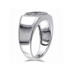 0.87 TGW Black Spinel + White Sapphire Square Halo Signet Ring // Sterling Silver