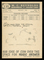 1959 TOPPS Football Card #135 Signed/Auto M.C. Reynolds Chicago Cardinals