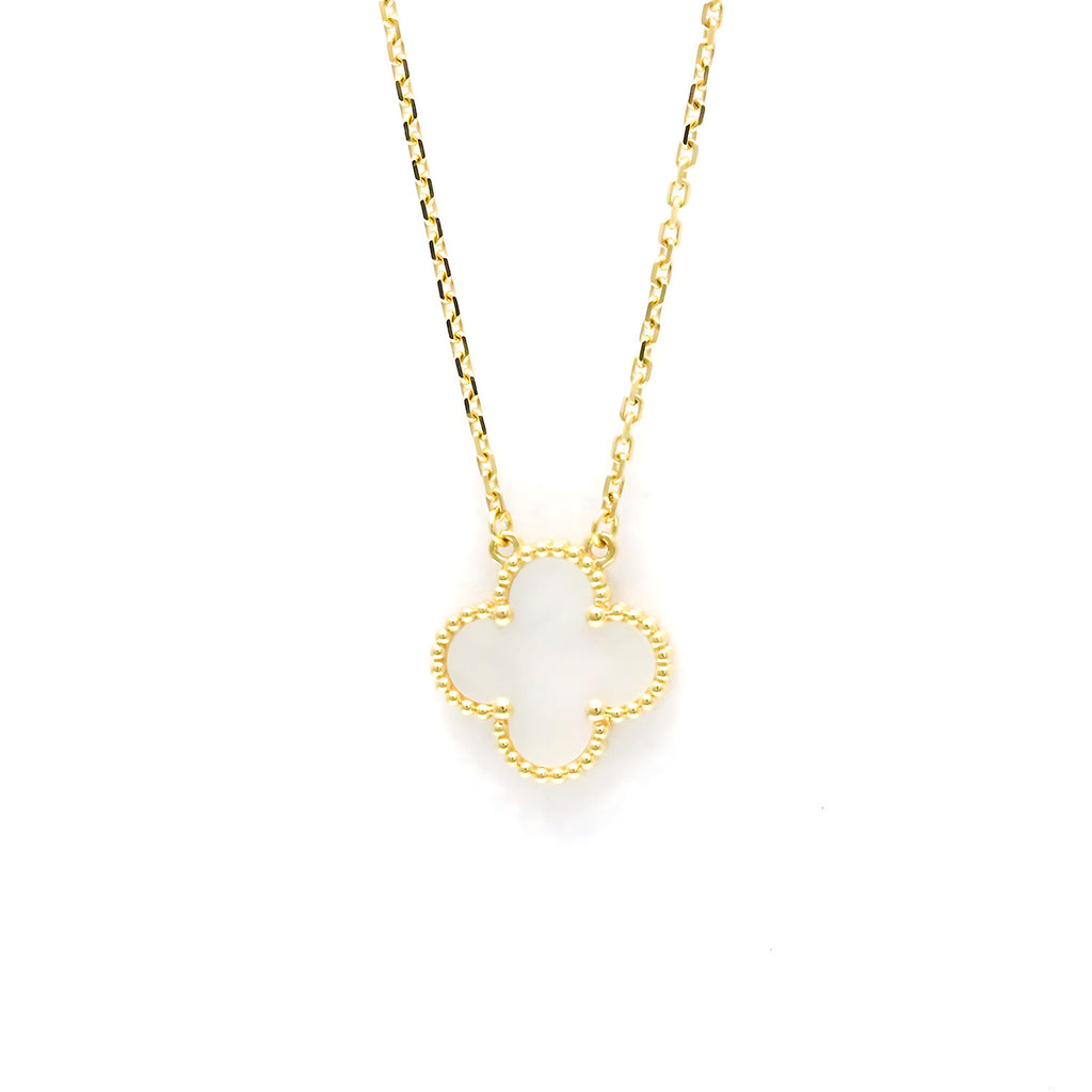 Van Cleef & Arpels // 18k Yellow Gold Vintage Alhambra Mother of Pearl Pendant Necklace // 14.76"-16.14" // Store Display