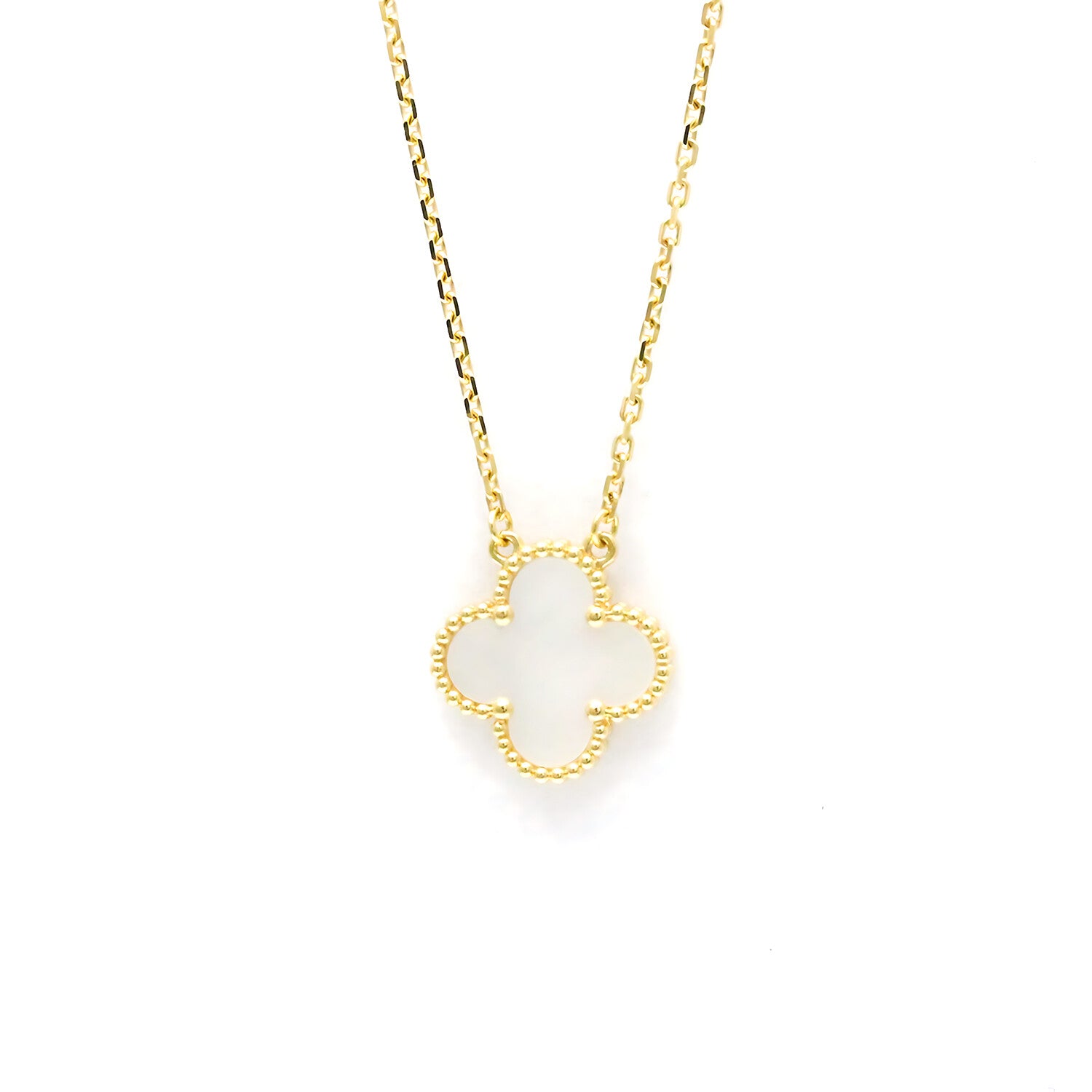 Van Cleef & Arpels // 18k Yellow Gold Vintage Alhambra Mother of Pearl Pendant Necklace // 14.76"-16.14" // Store Display