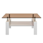Modern Rectangular Coffee Table With Tempered Transparent