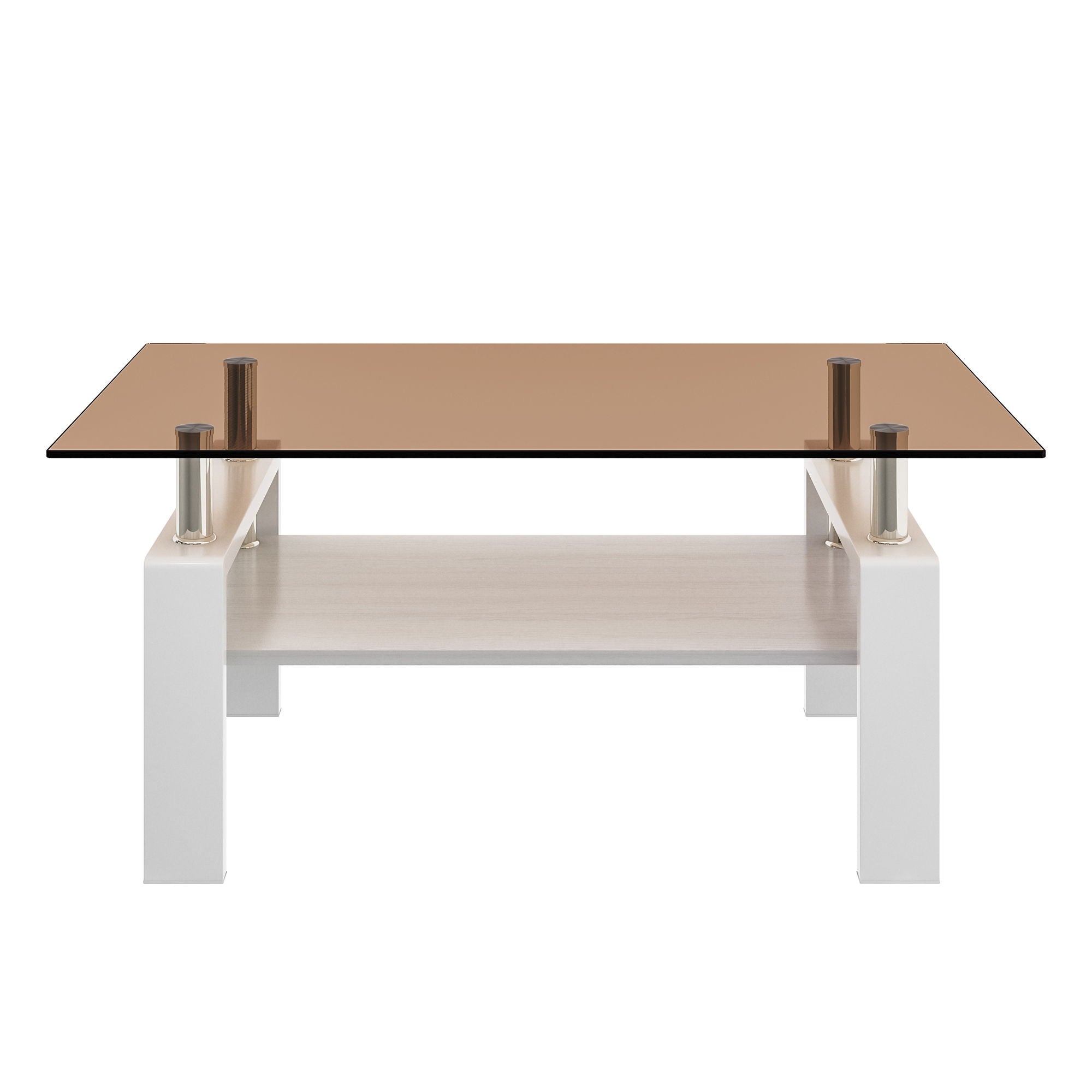 Modern Rectangular Coffee Table With Tempered Transparent