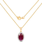 6.40 Carat Genuine Ruby and White Diamond 14K Yellow Gold Pendant