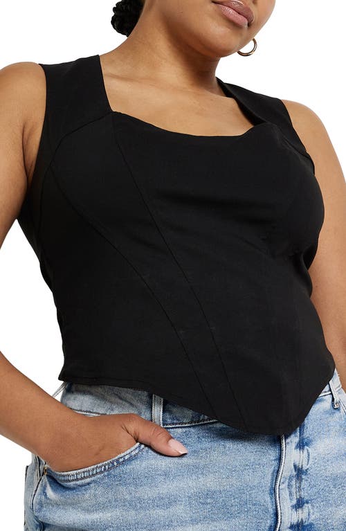 River Island Tapestry Crop Top in Black, Size 22