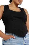 River Island Tapestry Crop Top in Black, Size 22