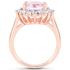 5.56 Carat Genuine Kunzite and White Topaz .925 Sterling Silver Ring