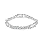18K White Gold 5 3/5 Cttw Natural Diamond Double Row Link Tennis Bracelet (G-H Color, VS1-VS2 Clarity) - 7" Inches