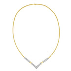 14K Yellow and White Gold 2.0 Cttw Princess Cut Diamond Flared and X-Station V Shaped 18â€ Franco Chain Statement Necklace (H-I Color, SI2-I1 Clarity)