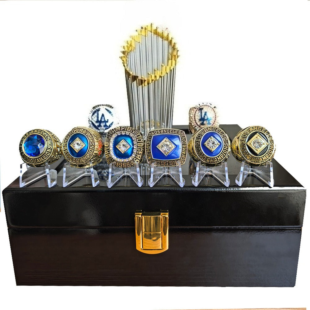 Los Angeles Dodgers World Series Championship Rings Set with Trophy – 8 Piece Collector’s Gifts
