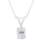 IGI Certified 10K White Gold 3/8 cttw Prong Set Diamond Oval Pendant Necklace (I-J Color, I1 Clarity) - Size 18"