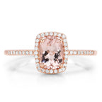 0.82 Carat Genuine Morganite and White Diamond 14K Rose Gold Ring