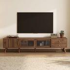 Doors TV Stand For TVs Up To 85", With Storage Cabinets - Natural