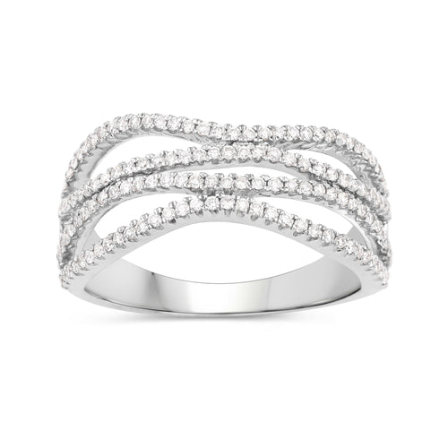 0.46 Carat Genuine White Diamond 14K White Gold Ring (F-G Color, SI Clarity)