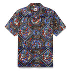 Hawaiian Shirt For Men Stained Glass Window Print Shirt Camp Collar 100% Cotton Shirt