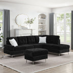 L-Shaped Sectional Sofa With Chaise And Storage Ottoman