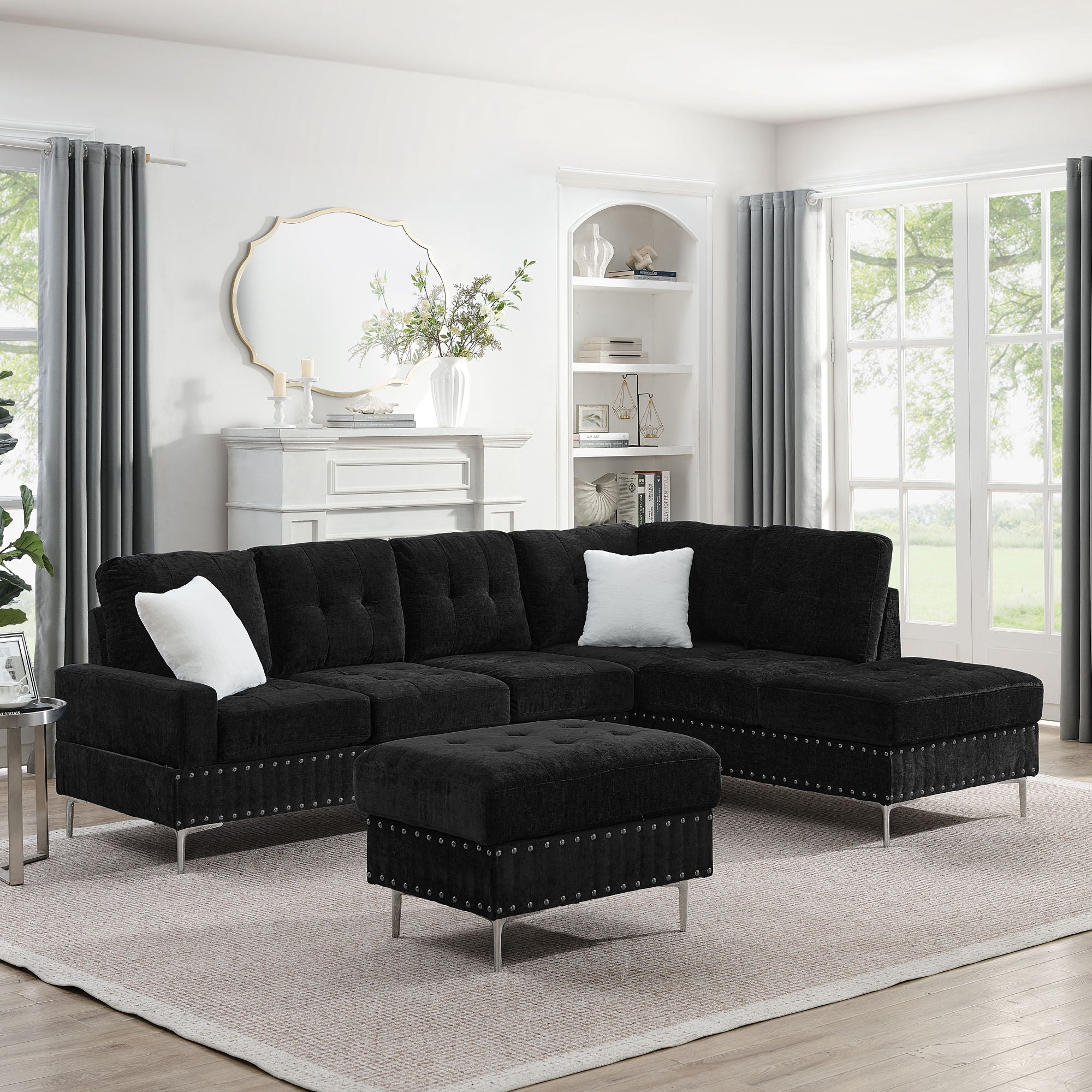 L-Shaped Sectional Sofa With Chaise And Storage Ottoman