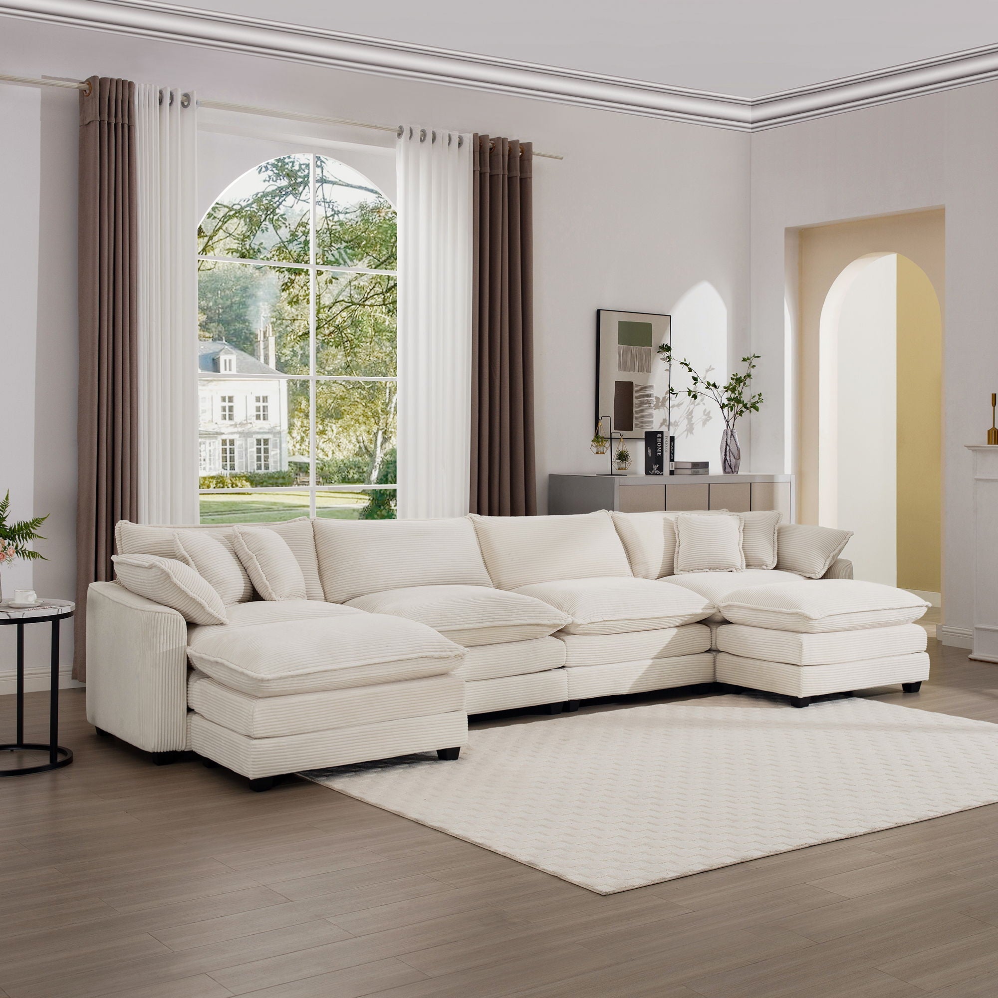 Modern Oversized Modular Cushion Sofa With Ottoman