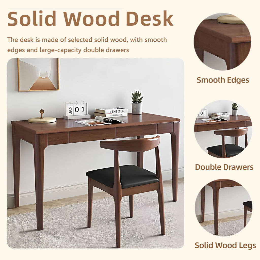 Desk With Drawers - Walnut