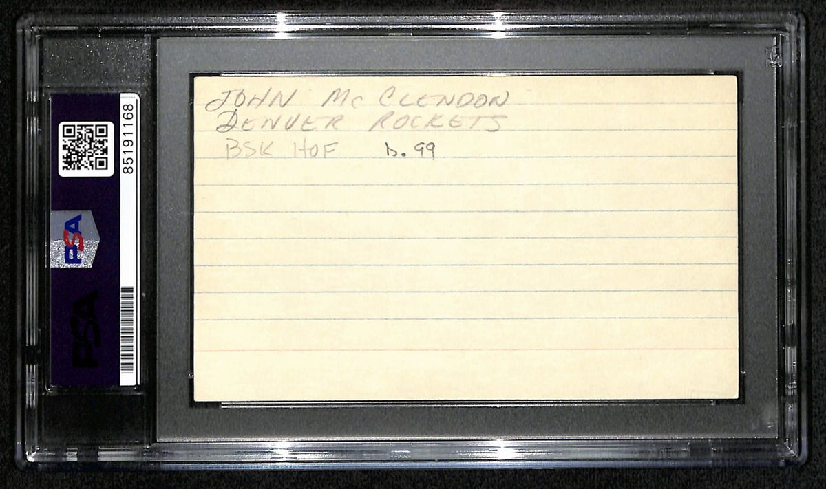 John McLendon HOF Signed/Inscribed 3x5 Index Card Denver Rockets PSA/DNA 188598