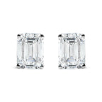 14K White Gold 2.0 Cttw Emerald Cut Lab Grown Diamond Solitaire Stud Earrings (G-H Color, VS1-VS2 Clarity)