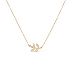 10K Yellow Gold 1/10 Cttw Diamond Leaf and Branch 18" Pendant Necklace (H-I Color, I1-I2 Clarity)