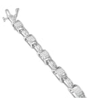 14K White Gold 1.0 Cttw Invisible Set Princess Diamond Alternating Link Tennis Bracelet (I-J Color, I1-I2 Clarity) - 7.25"