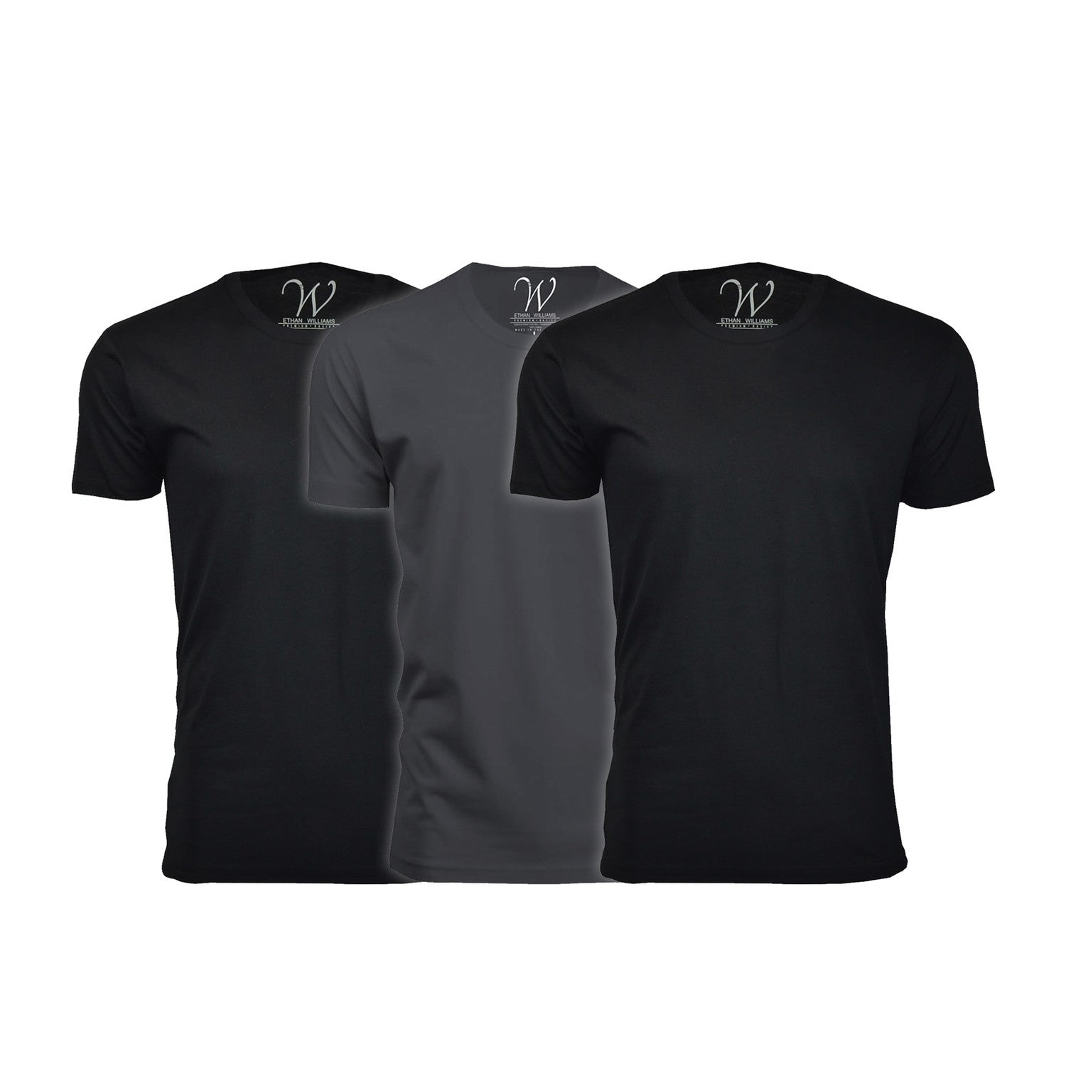 Ultra Soft Sueded Crew-Neck // Black + Heavy Metal // Pack of 3