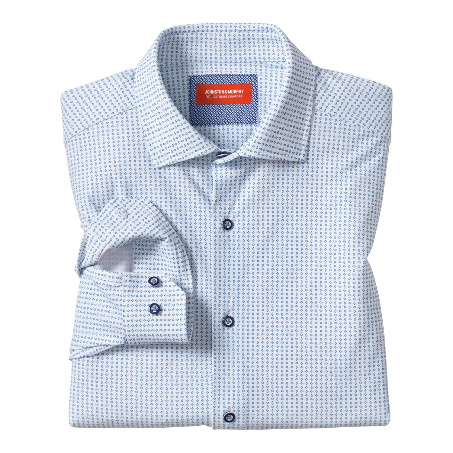 XC+ Motion Long-Sleeve Dress Knit Shirt // White/Blue Diamond