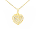 Cubic Zirconia 14K Gold Filled Two-Ply Heart Pendant Necklace Set