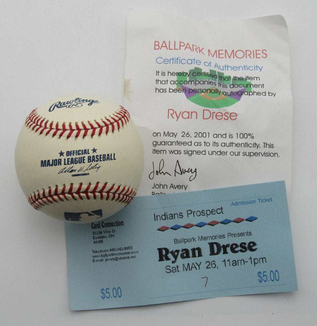 Ryan Drese Autographed OML Baseball Cleveland Indians 180037