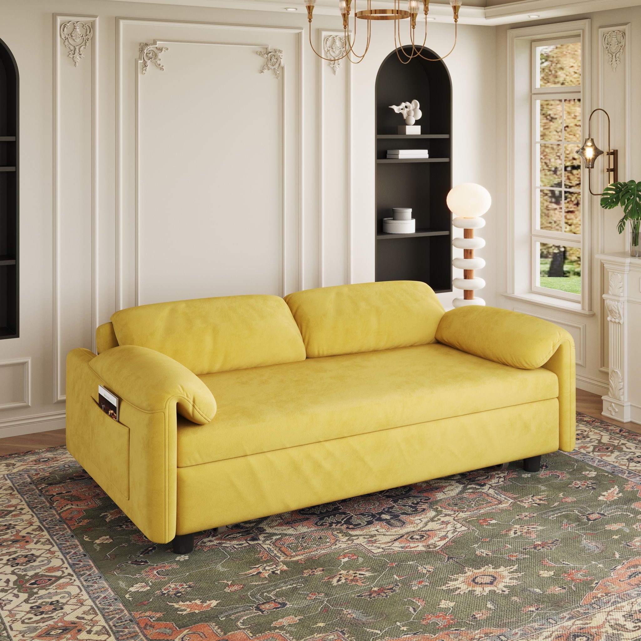 Sofa, Dual Purpose Lounge With Retractable Queen Size Bed