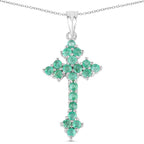 2.00 Carat Genuine Zambian Emerald .925 Sterling Silver Pendant