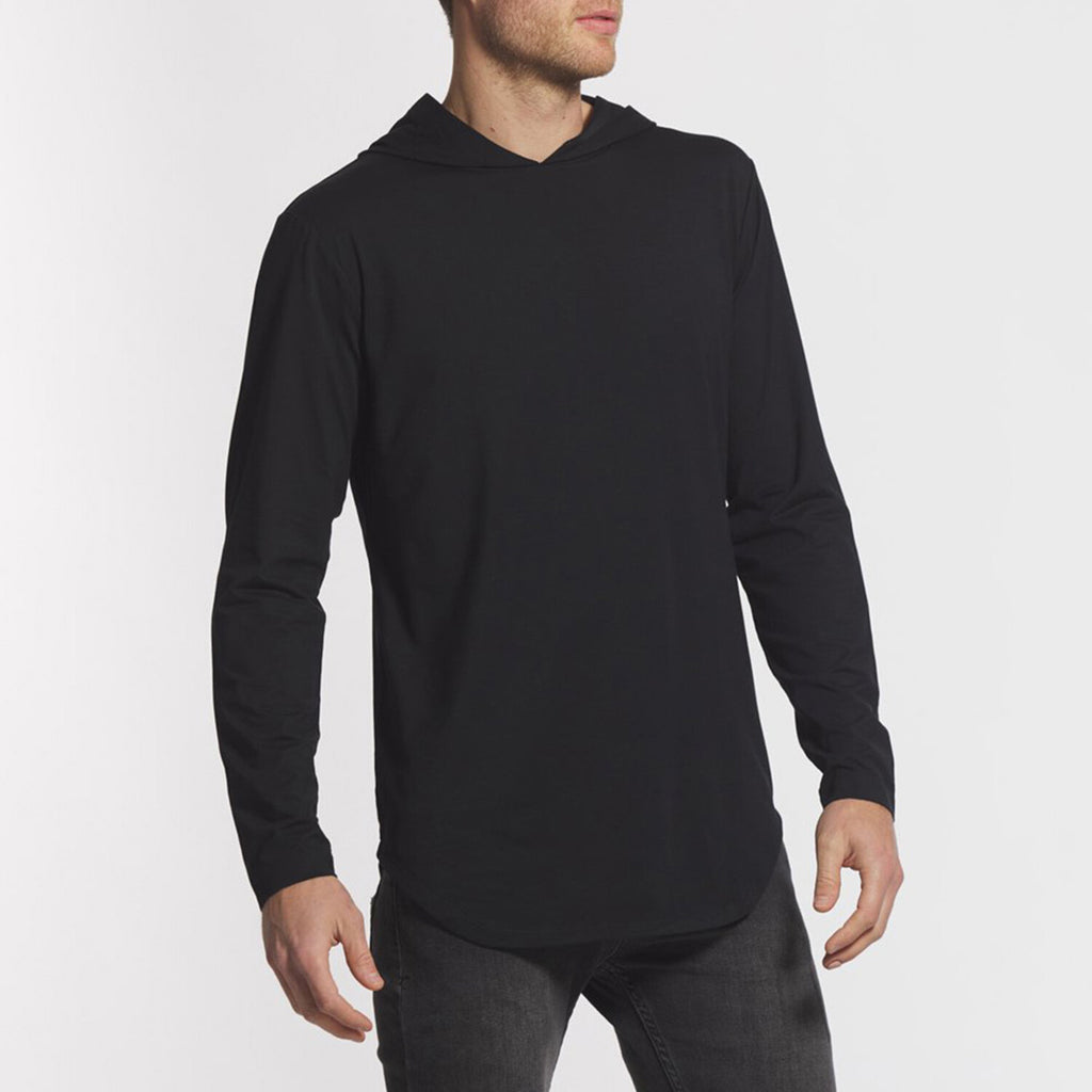 Elongated Long Sleeve + Hood // Black