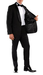Ferrecci Men's Falls Black Slim Fit 2 Piece Tuxedo