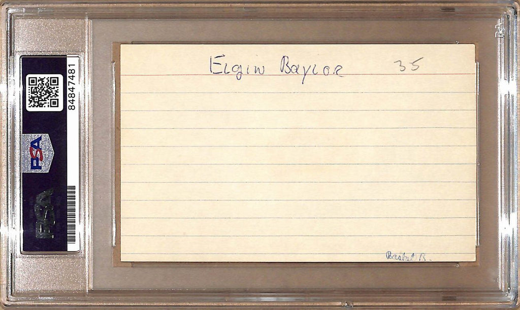 Elgin Baylor HOF Autographed 3x5 Index Card Los Angeles Lakers PSA/DNA 178815