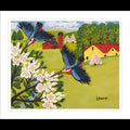 "Hummingbirds" Framed Folk Art Painting Print By Maud Lewis