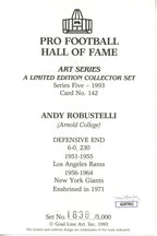 Andy Robustelli HOF Autographed Goal Line Art GLAC Postcard Giants JSA