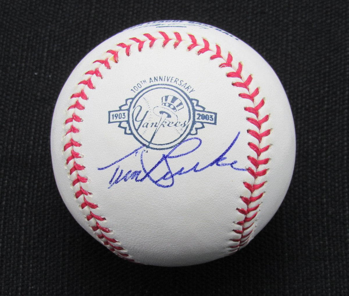 Tim Burke Signed/Auto Yankees 100th OML Baseball JSA 186733