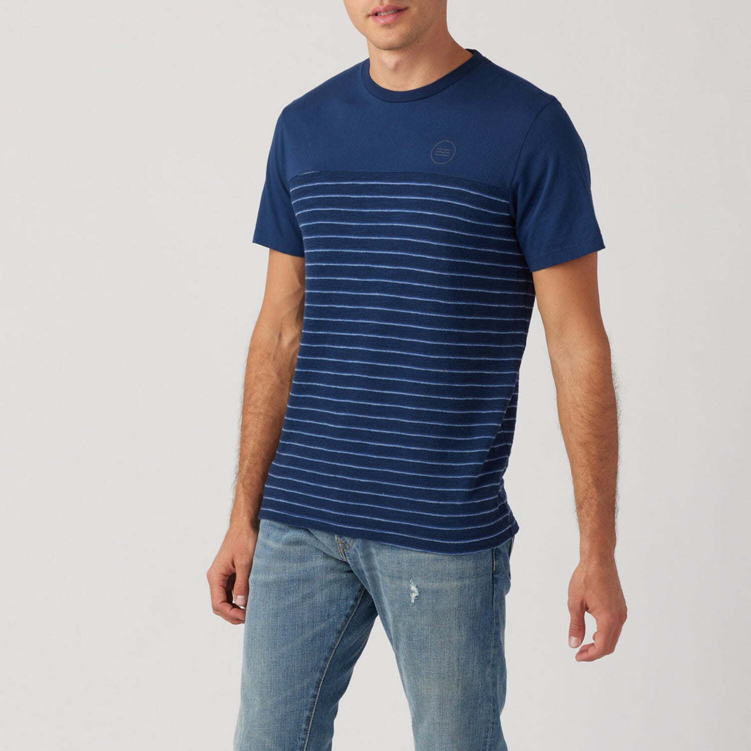 Capri Stripe Yolk Crew // Indigo